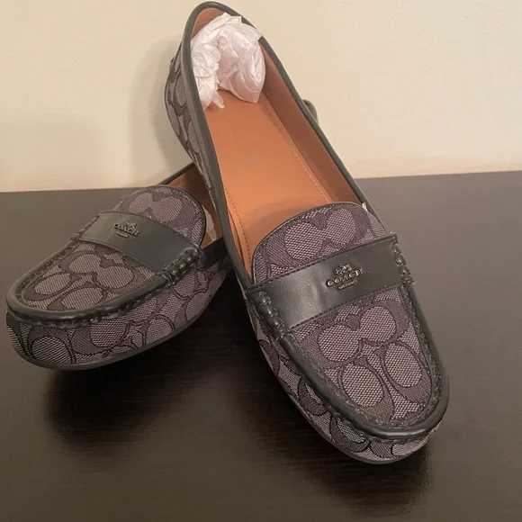 Coach Monogram Black and Gray Loafers s-l400.jpg main image 3